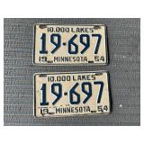 1954 MN Matching License Plates