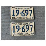 1954 MN Matching License Plates