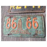 Vintage License Plates - 1940 Nebraska, 1950 Texas, Indiana & Arkansas