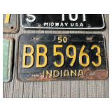 Vintage License Plates - 1940 Nebraska, 1950 Texas, Indiana & Arkansas