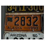 1950 License Plate From Every US State including Alaska, Hawaii & Washington DC