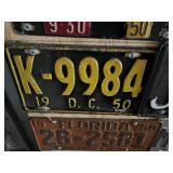1950 License Plate From Every US State including Alaska, Hawaii & Washington DC