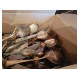 Box of Assorted Silver Plated Flatware