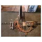 Antique Cast Iron Wall Mount Oil Lamp Holder w/ Wall Bracket and Reflector - NO SHIPPING