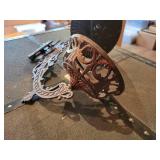 Antique Cast Iron Wall Mount Oil Lamp Holder w/ Wall Bracket and Reflector - NO SHIPPING