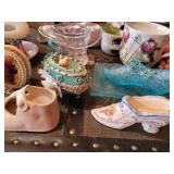 Large Lot of Vintage Glass Shoes/Boots, Top hats, Rubber Grapes and More - NO SHIPPING