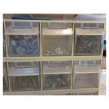 Lot of (8) Tilt-Bin Hardware Organizers - 9 Bins/Section - NO SHIPPING