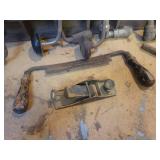 Antique Tool Box with Hand Drills, Plane and Draw Knife