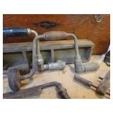 Antique Tool Box with Hand Drills, Plane and Draw Knife
