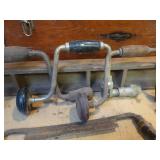 Antique Tool Box with Hand Drills, Plane and Draw Knife