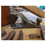 Antique Tool Box with Hand Drills, Plane and Draw Knife