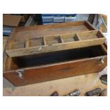 Antique Tool Box with Hand Drills, Plane and Draw Knife