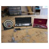 NSK 0" to 1" Micrometer, (2) 6" Digital Calipers and EMPIRE Magnetic Protractor