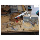Ingersoll-Rand Millers Falls Cast Iron Miter Box (Part No. 1124), (3) Jorgensen Wood Clamps, Craftsman Aluminum Square and (2) Bar Clamps - NO SHIPPING