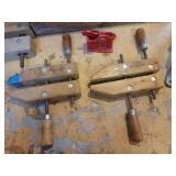 Ingersoll-Rand Millers Falls Cast Iron Miter Box (Part No. 1124), (3) Jorgensen Wood Clamps, Craftsman Aluminum Square and (2) Bar Clamps - NO SHIPPING