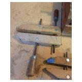 Ingersoll-Rand Millers Falls Cast Iron Miter Box (Part No. 1124), (3) Jorgensen Wood Clamps, Craftsman Aluminum Square and (2) Bar Clamps - NO SHIPPING