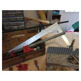 Ingersoll-Rand Millers Falls Cast Iron Miter Box (Part No. 1124), (3) Jorgensen Wood Clamps, Craftsman Aluminum Square and (2) Bar Clamps - NO SHIPPING