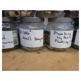 (29) Jars of Sorted Hardware - Deck Screws, Brass Screws, Plastic Caps, Markers, Anchors, Hinges, Washers and More - NO SHIPPING