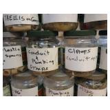 (29) Jars of Sorted Hardware - Deck Screws, Brass Screws, Plastic Caps, Markers, Anchors, Hinges, Washers and More - NO SHIPPING