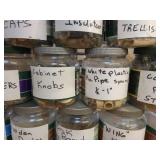 (29) Jars of Sorted Hardware - Deck Screws, Brass Screws, Plastic Caps, Markers, Anchors, Hinges, Washers and More - NO SHIPPING