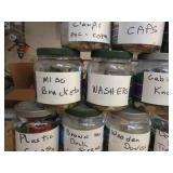 (29) Jars of Sorted Hardware - Deck Screws, Brass Screws, Plastic Caps, Markers, Anchors, Hinges, Washers and More - NO SHIPPING