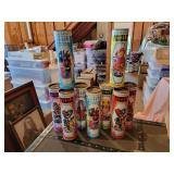 Vintage Pressman "Skill Ball" Board and (9) Empty HG Toys Jigsaw Puzzle Tubes with Puzzle Pieces