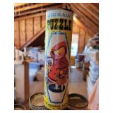 Vintage Pressman "Skill Ball" Board and (9) Empty HG Toys Jigsaw Puzzle Tubes with Puzzle Pieces