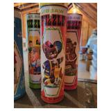 Vintage Pressman "Skill Ball" Board and (9) Empty HG Toys Jigsaw Puzzle Tubes with Puzzle Pieces