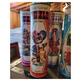 Vintage Pressman "Skill Ball" Board and (9) Empty HG Toys Jigsaw Puzzle Tubes with Puzzle Pieces