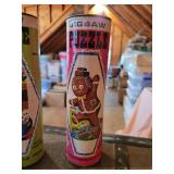 Vintage Pressman "Skill Ball" Board and (9) Empty HG Toys Jigsaw Puzzle Tubes with Puzzle Pieces