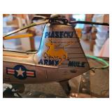 Vintage Cragstan Piasecki Army Mule Helicopter Battery Operated Tin Litho Toy