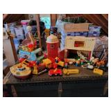 Vintage Lot of Fisher-Price Toys: Family Farm, Milk Wagon, and MORE!
