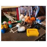 Vintage Lot of Fisher-Price Toys: Family Farm, Milk Wagon, and MORE!
