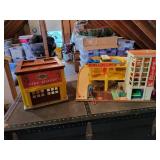 Vintage Lot of Fisher-Price Toys: Fire Station, Parking Ramp & Service Center, and MORE!