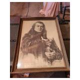 1931 Charcoal Drawing Print in Frame - NO SHIPPING