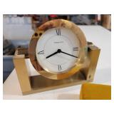 Tiffany & Co. Solid Brass Desk Clock, Serial No. 215389 and Early Digital Watch