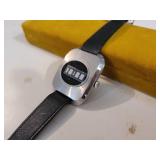 Tiffany & Co. Solid Brass Desk Clock, Serial No. 215389 and Early Digital Watch