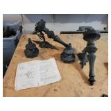 Pair of Black Cast Aluminum Exterior Sconce Lamps with Globe Covers - Globes not included