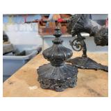 Pair of Black Cast Aluminum Exterior Sconce Lamps with Globe Covers - Globes not included