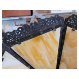 Vintage 7 Panel Slag Glass Metal Filigree Swag Lamp - NO SHIPPING