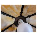 Vintage 7 Panel Slag Glass Metal Filigree Swag Lamp - NO SHIPPING