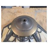 Vintage 7 Panel Slag Glass Metal Filigree Lamp Shade - NO SHIPPING