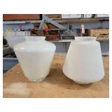 Pair of Glass Globes - One is Frosted White, the other is Iridescent - NO SHIPPING