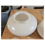 Pair of Glass Globes - One is Frosted White, the other is Iridescent - NO SHIPPING