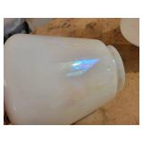 Pair of Glass Globes - One is Frosted White, the other is Iridescent - NO SHIPPING