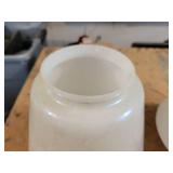 Pair of Glass Globes - One is Frosted White, the other is Iridescent - NO SHIPPING