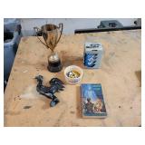 Vintage Boy Scouts of America Handbook, Brass Trophy Cup, Die Cast Rooster, Earthquake in a Can, and More!