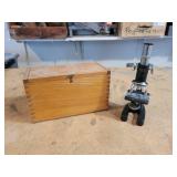 Vintage Precision Optical Co. Microscope in Original Wood Box