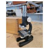 Vintage Precision Optical Co. Microscope in Original Wood Box