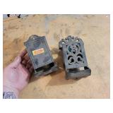 Vintage Pair of Match Dispensers - Cast Iron Wall-Mounted and Tin Wall/Shelf